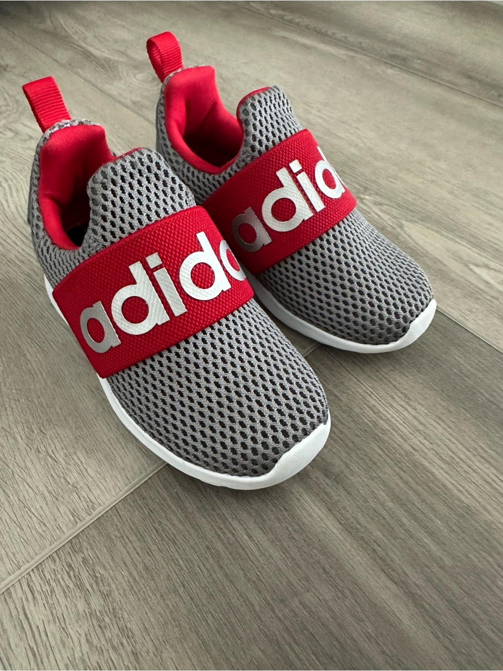 Adidas Lite Racer 4.0 Adapt Red & Gray Slip on Boys Sneakers Size 7k (Toddler)